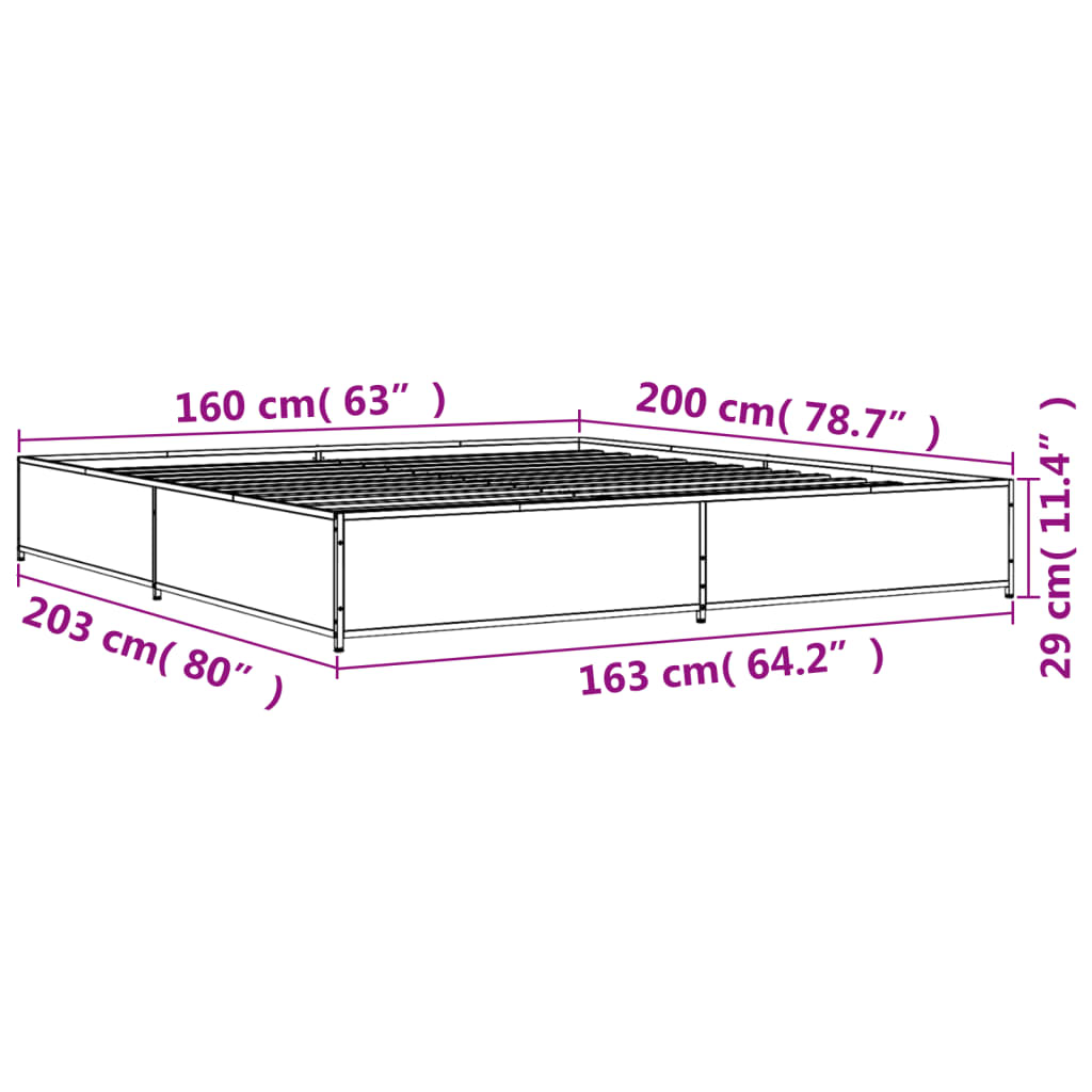 Giroletto Nero 160x200 cm in Legno Multistrato e Metallo | homemem39