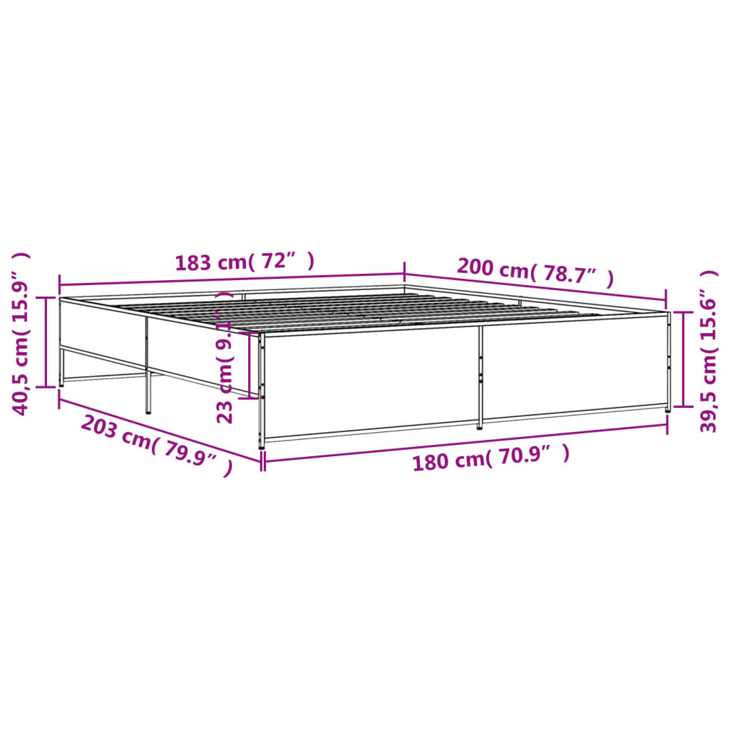 Giroletto Nero 180x200 cm in Legno Multistrato e Metallo | homemem39
