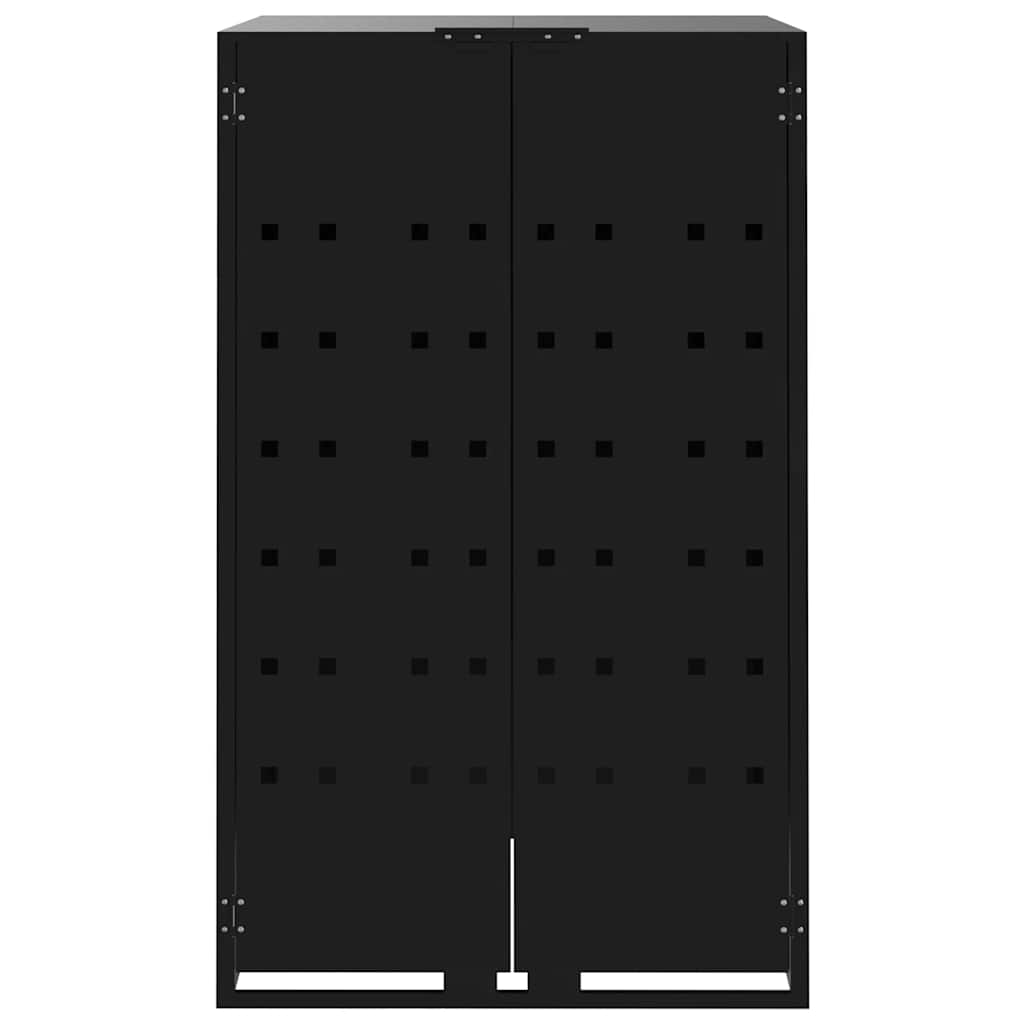 Copribidone con Ruote per 3 Bidoni Nera 207x79x117cm in Acciaio - homemem39
