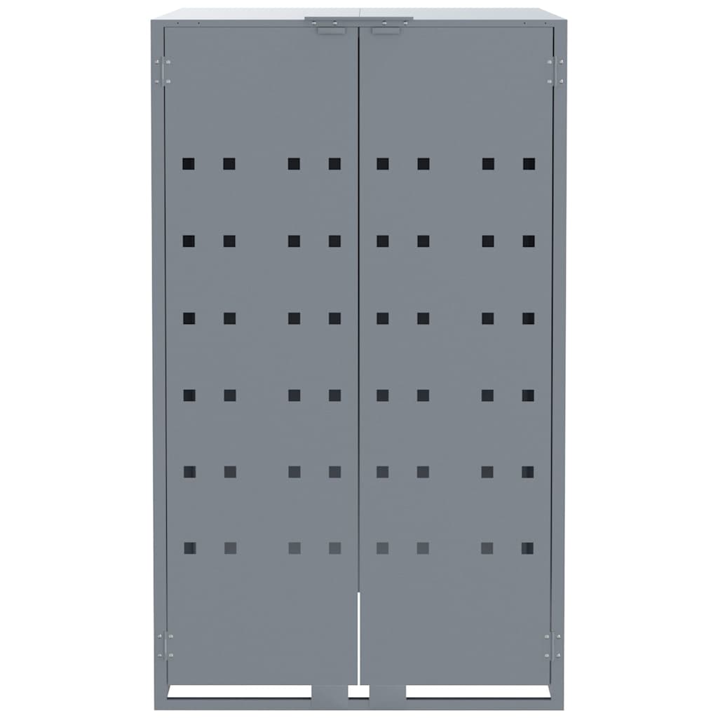 Copribidone con Ruote per 5 Bidoni Grigio 345x79x117cm Acciaio - homemem39