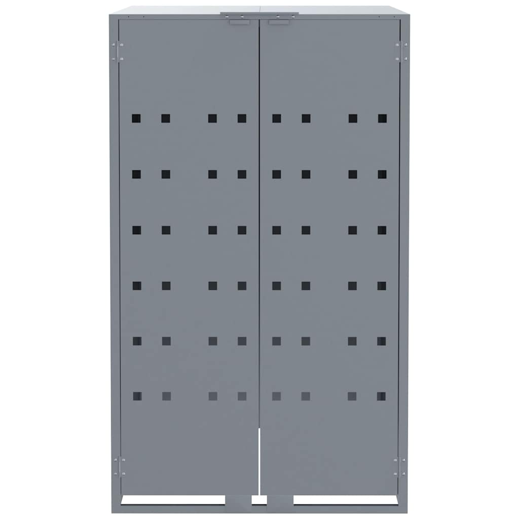Copribidone con Ruote per 6 Bidoni Grigio 414x79x117cm Acciaio - homemem39