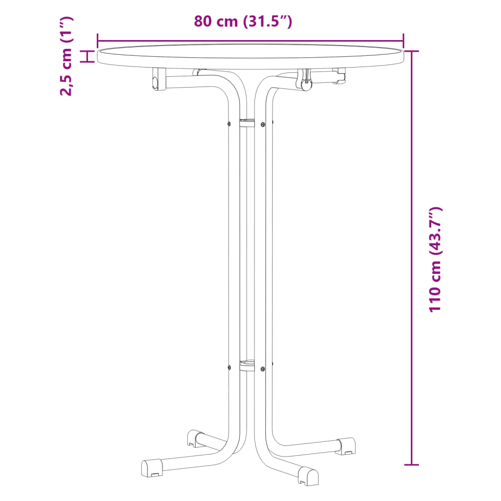 Tavolo da Bar Nero Ø80x110 cm Legno Multistrato e Acciaio | homemem39