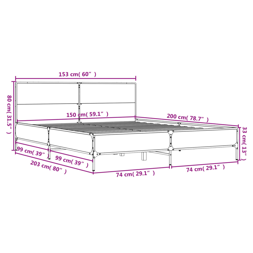 Giroletto Grigio Sonoma 150x200 cm in Legno Multistrato Metallo | homemem39
