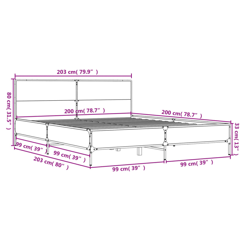 Giroletto Grigio Sonoma 200x200 cm in Legno Multistrato Metallo | homemem39