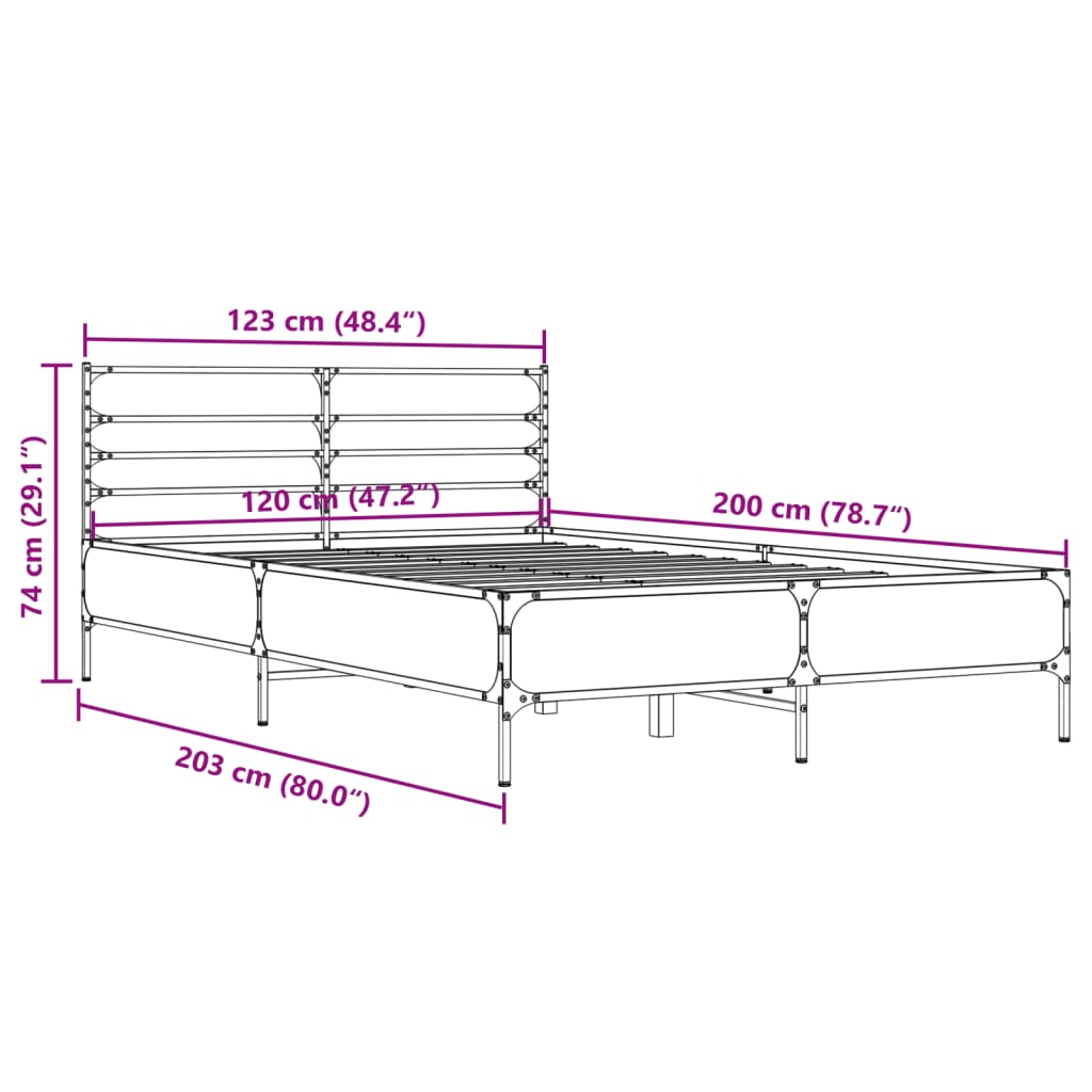 Giroletto Rovere Sonoma 120x200 cm in Legno Multistrato Metallo | homemem39