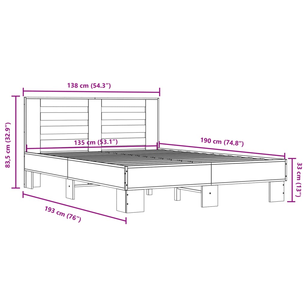 Giroletto Rovere Fumo 135x190 cm in Legno Multistrato Metallo | homemem39