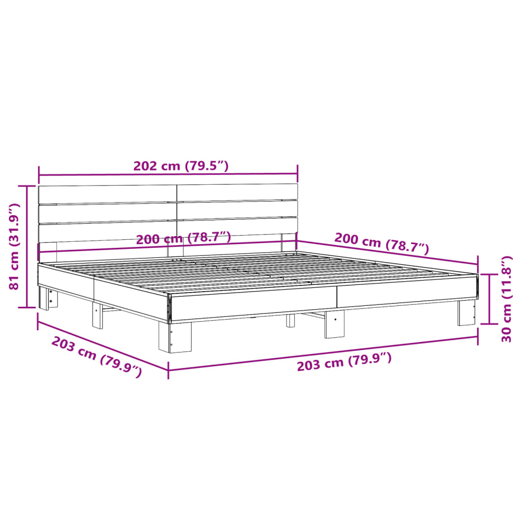 Giroletto Rovere Sonoma 200x200 cm Legno Multistrato e Metallo | homemem39