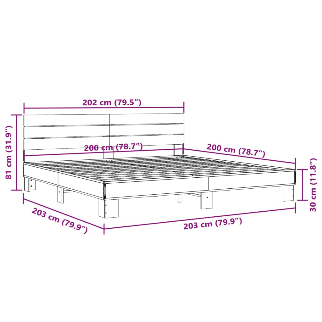 Giroletto Grigio Sonoma 200x200 cm in Legno Multistrato Metallo | homemem39