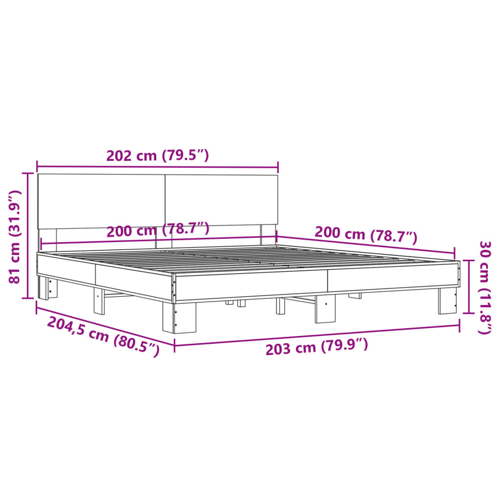 Giroletto Rovere Sonoma 200x200 cm Legno Multistrato e Metallo | homemem39