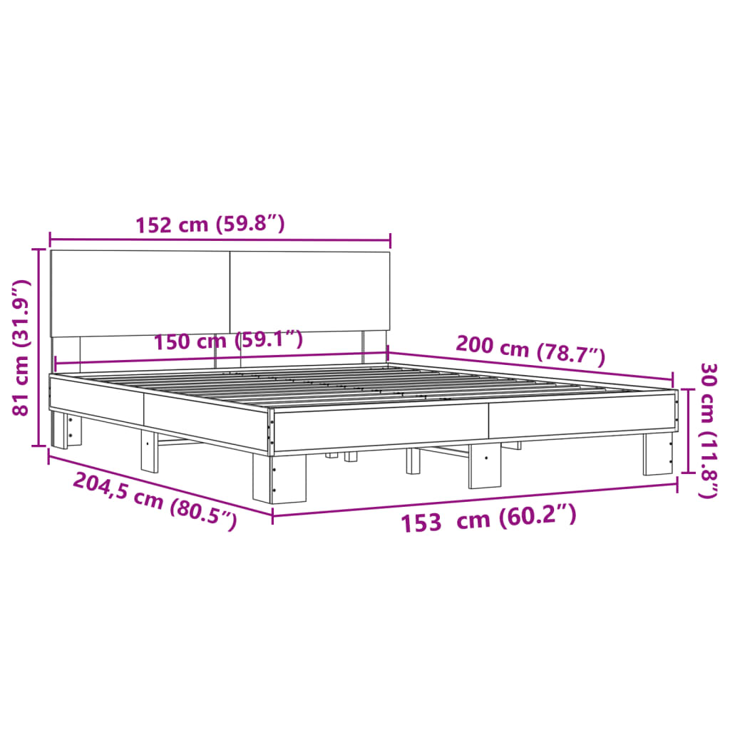 Giroletto Grigio Sonoma 150x200 cm in Legno Multistrato Metallo | homemem39