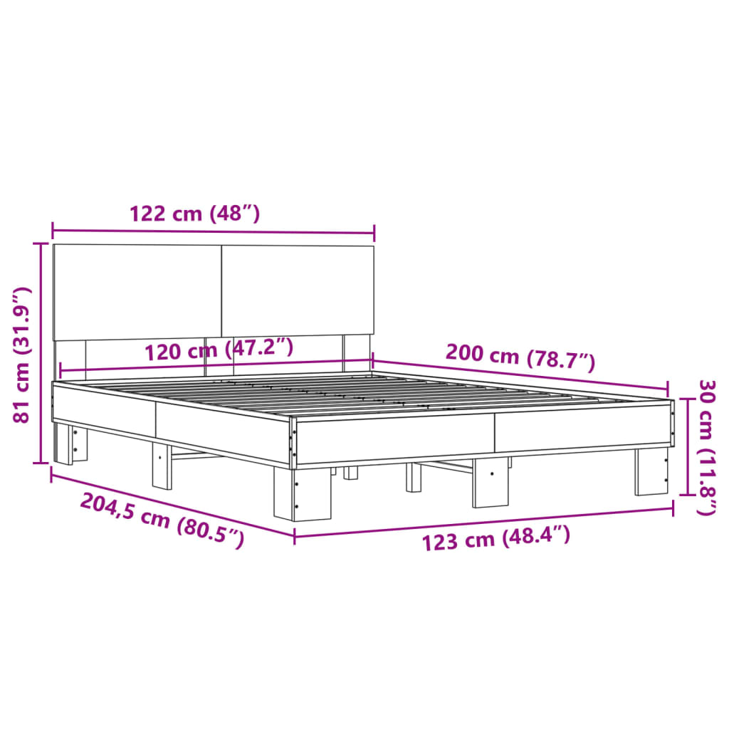Giroletto Rovere Sonoma 120x200 cm in Legno Multistrato Metallo | homemem39