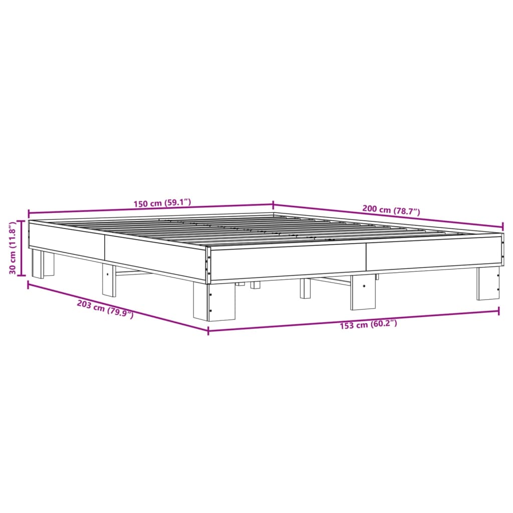 Giroletto Grigio Sonoma 150x200 cm in Legno Multistrato Metallo | homemem39