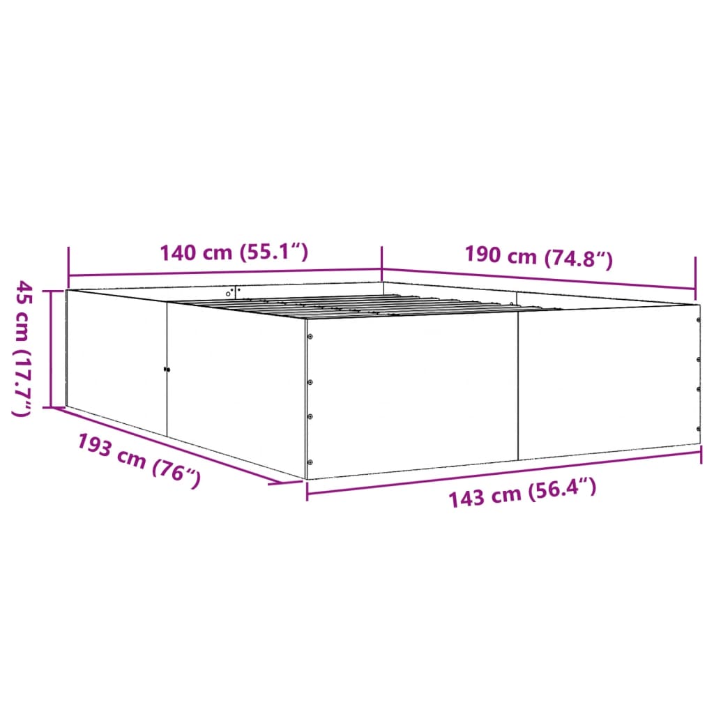 Giroletto Nero 140x190 cm in Legno Multistrato | homemem39