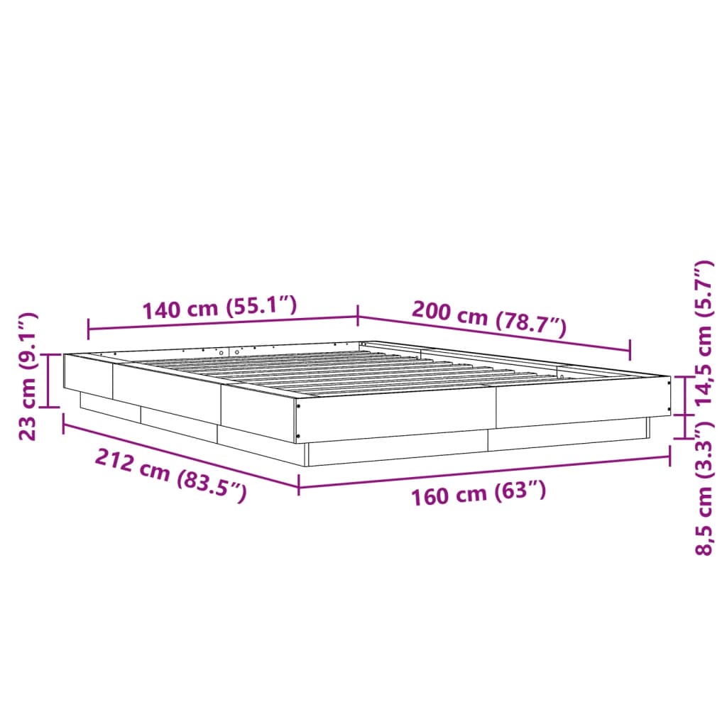 Giroletto Grigio Sonoma 140x200 cm in Legno Multistrato | homemem39