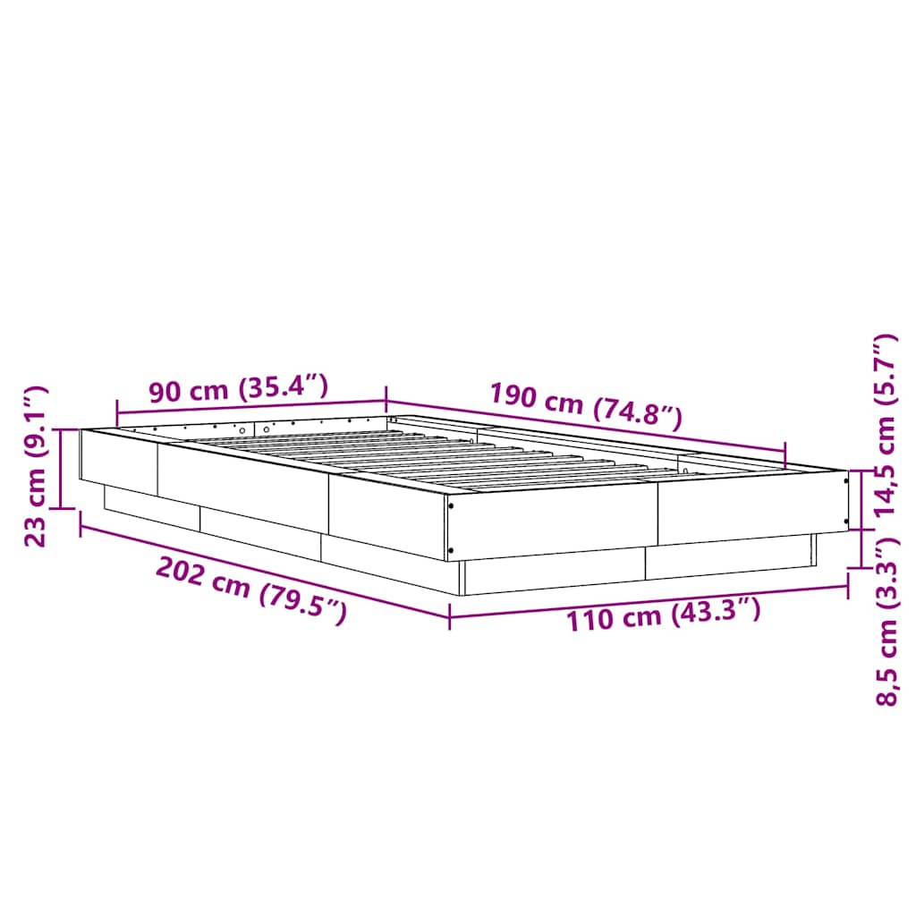 Giroletto Nero 90x190 cm in Legno Multistrato | homemem39