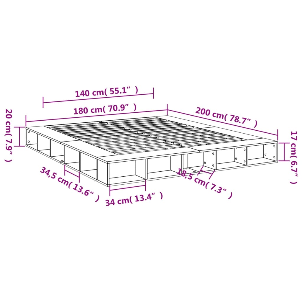 Giroletto Bianco 180x200 cm in Legno Multistrato | homemem39