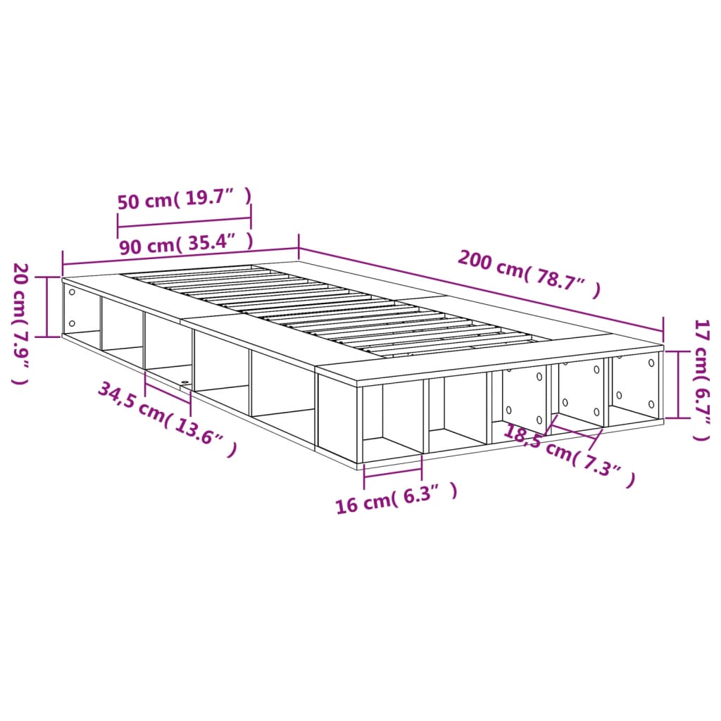 Giroletto Grigio Cemento 90x200 cm in Legno Multistrato | homemem39