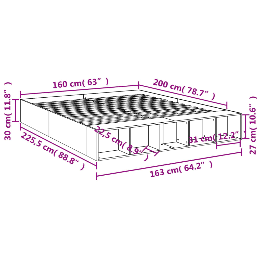 Giroletto Grigio Cemento 160x200 cm in Legno Multistrato | homemem39