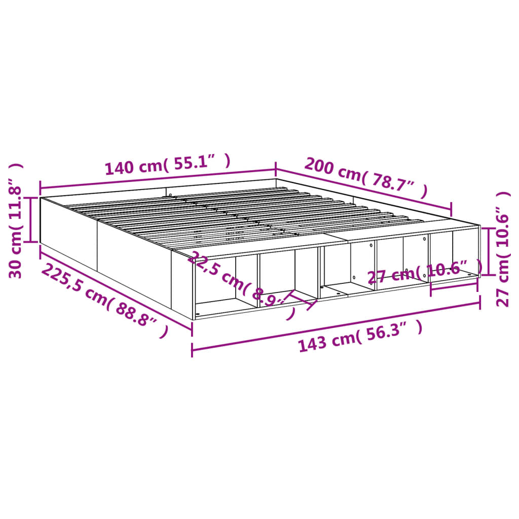 Giroletto Grigio Sonoma 140x200 cm in Legno Multistrato | homemem39
