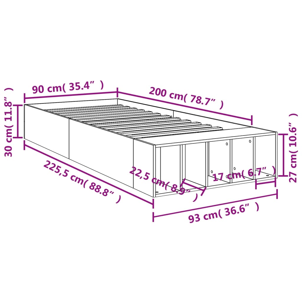 Giroletto Rovere Marrone 90x200 cm in Legno Multistrato | homemem39