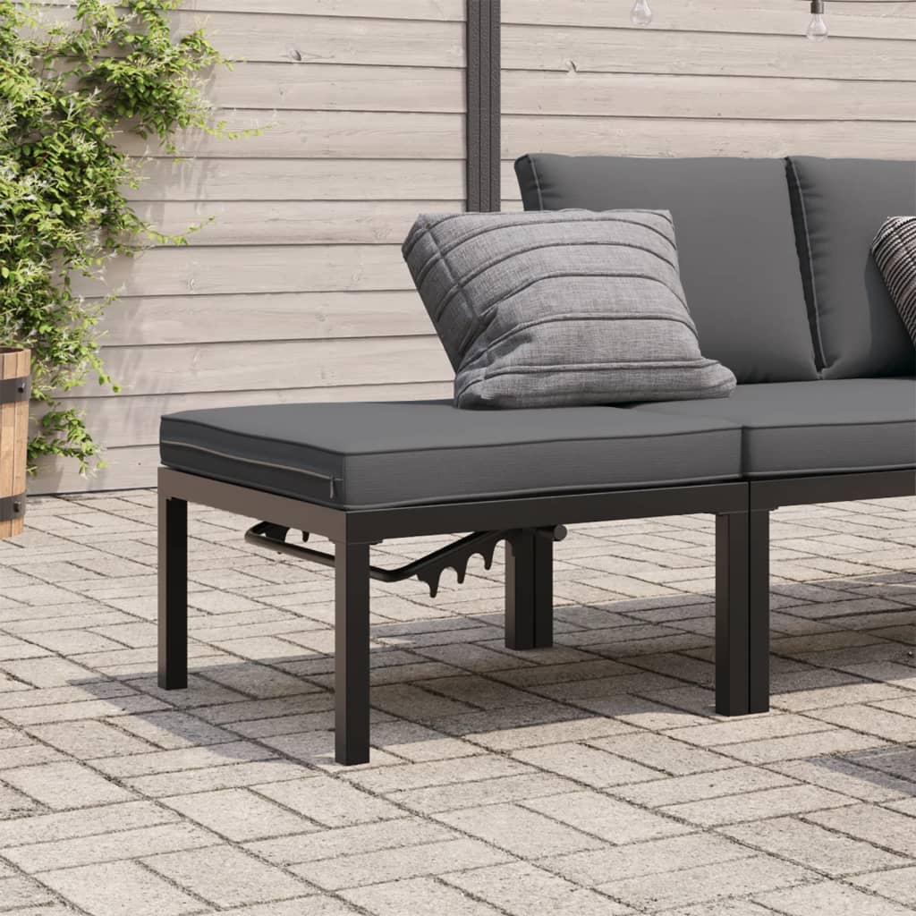 Panca da Giardino con Cuscini Nera in Alluminio - homemem39