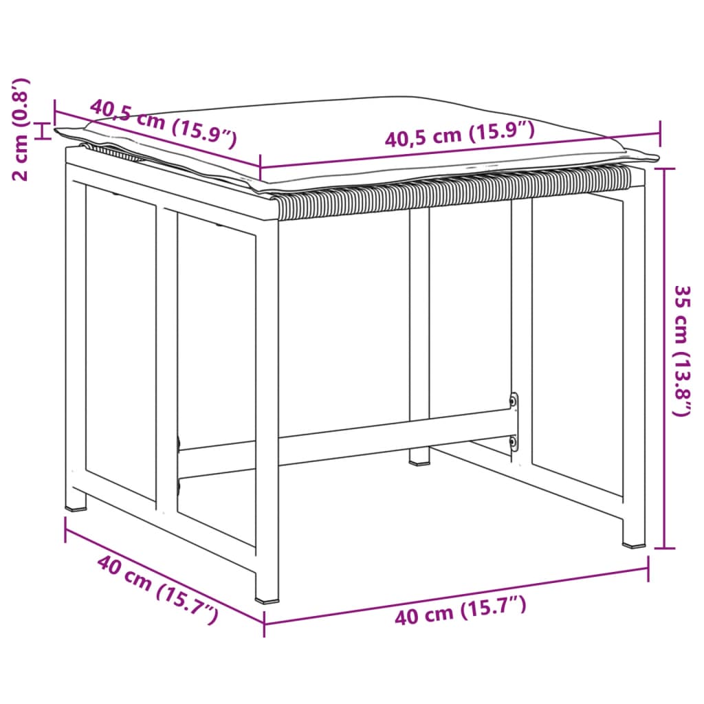 Sgabelli da Giardino con Cuscini 4 pz Neri in Polyrattan | homemem39