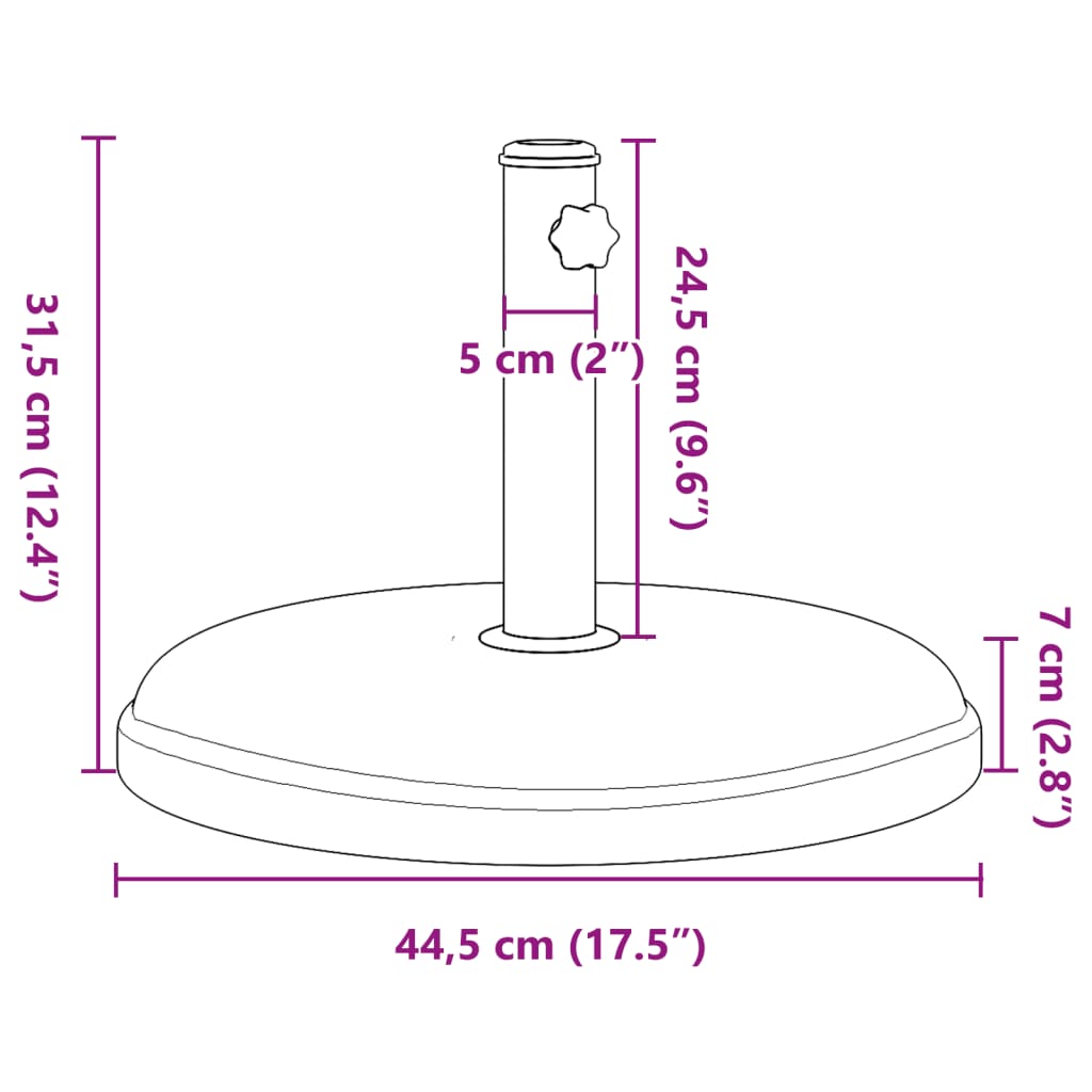 Base per Ombrellone per Pali Ø32/35/38 mm 15 kg Rotonda | homemem39