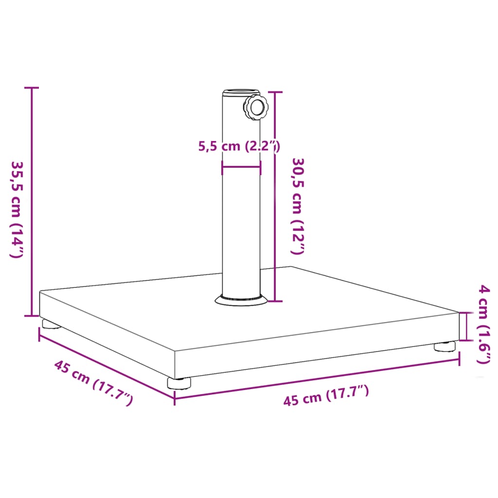 Base per Ombrellone per Pali Ø32/38/48 mm 18 kg Quadrata | homemem39