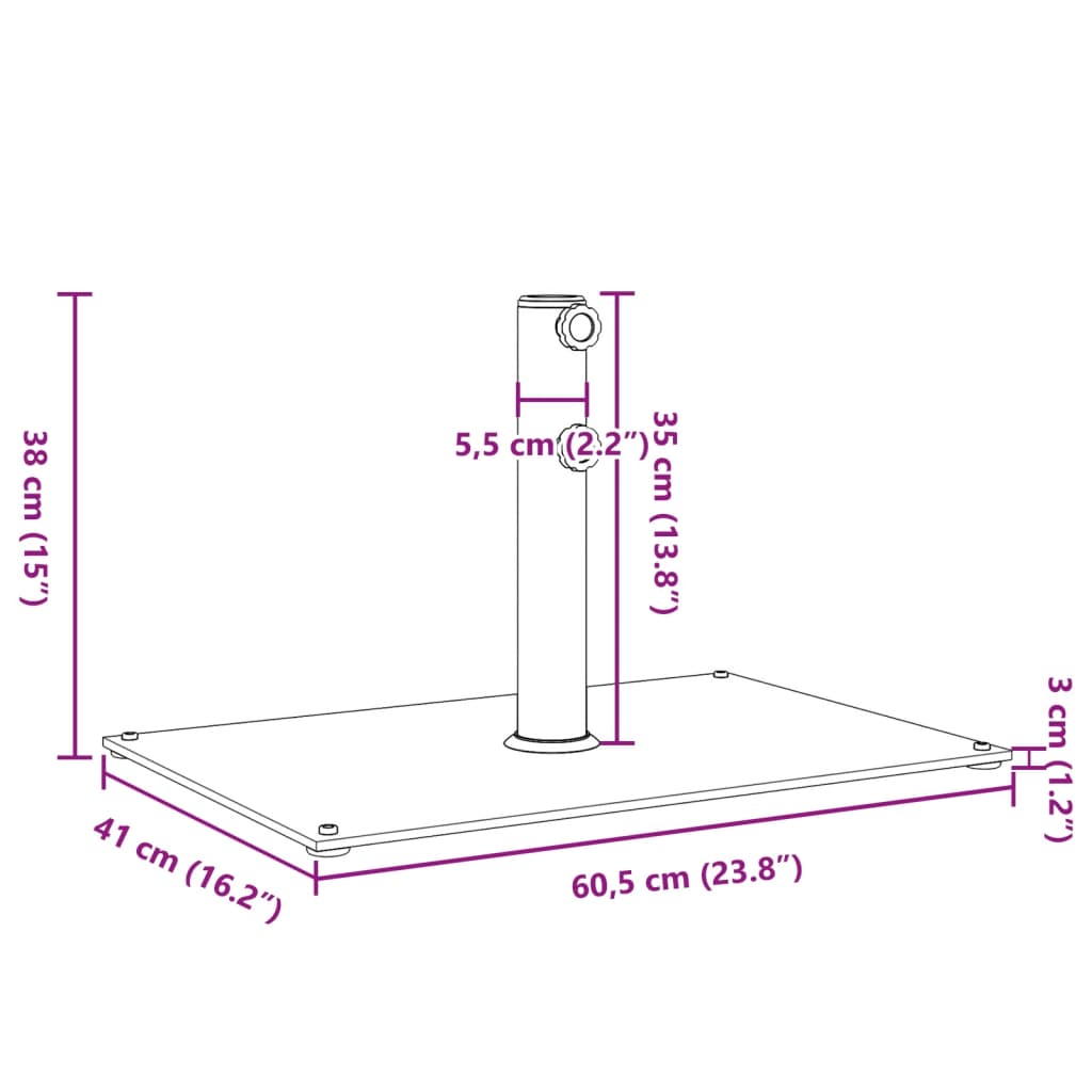 Base per Ombrellone per Pali Ø32/38/48 mm 15 kg Rettangolare | homemem39