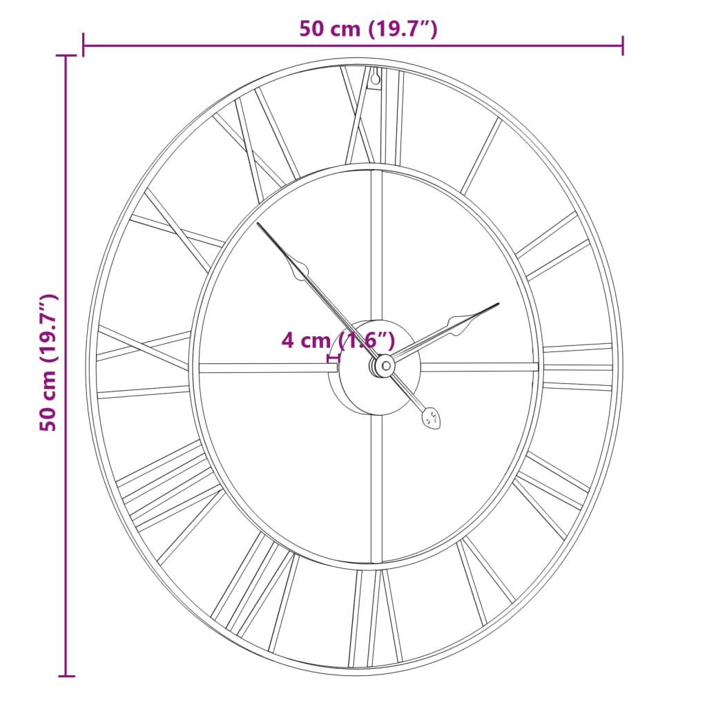 Orologio da Parete Nero Ø50 cm in Ferro - homemem39