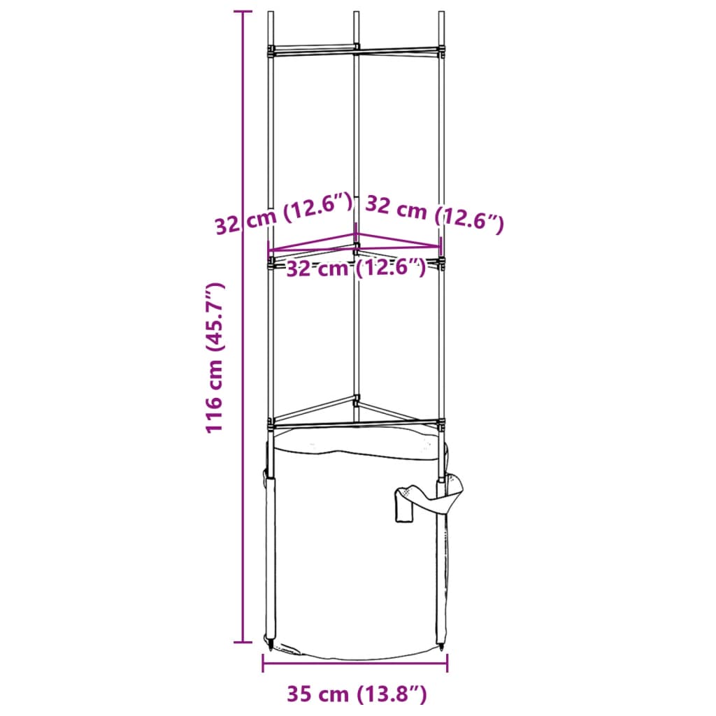 Sostegno Pomodori con Sacchetto Piante 2pz 116 cm Acciaio e PP | homemem39