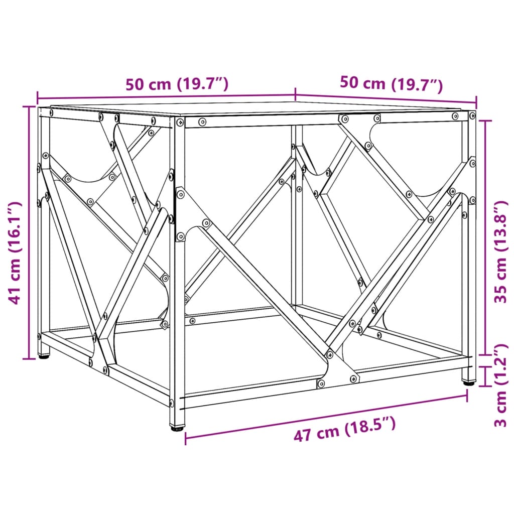 Tavolini con Piano in Vetro Trasparente 2 pz 50x50x41cm Acciaio | homemem39