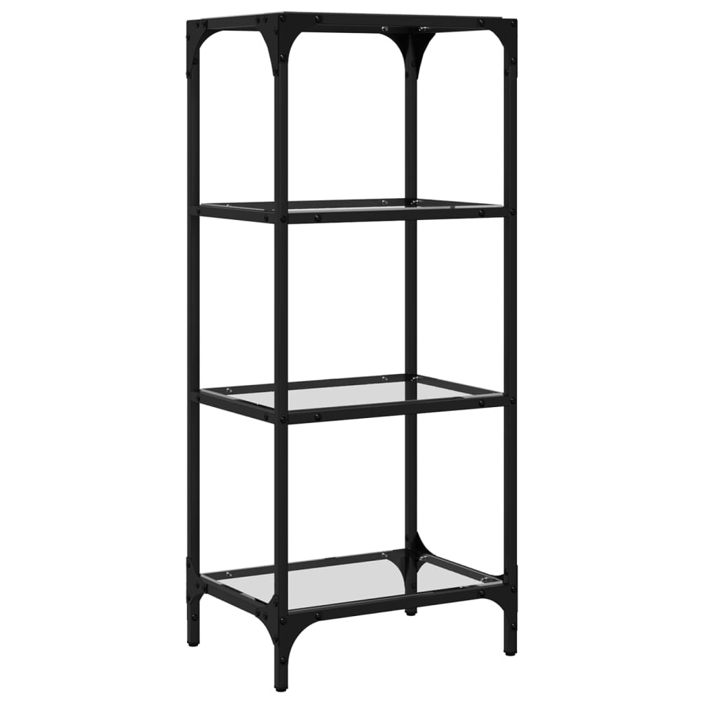 Scaffale con Piano in Vetro Trasparente 40x30x95cm in Acciaio - homemem39