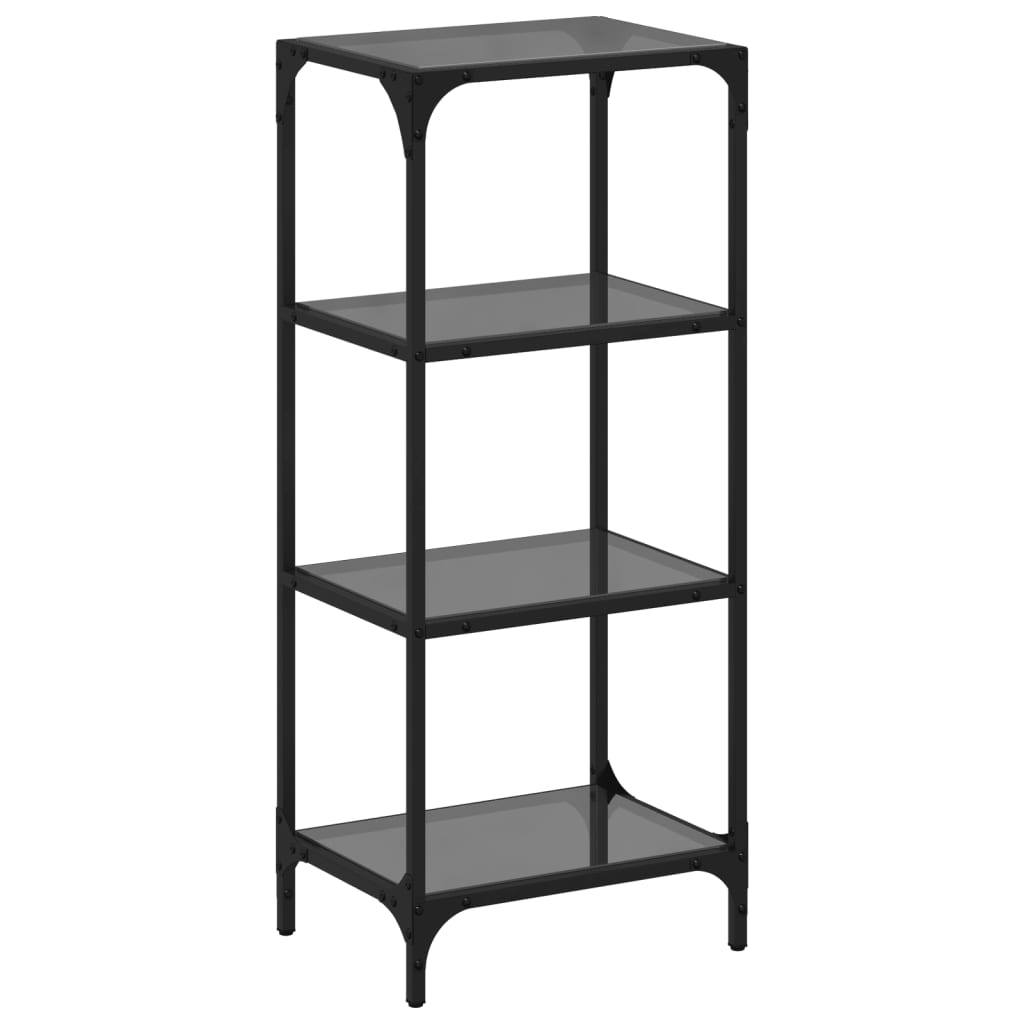 Scaffale con Piano in Vetro Nero 40x30x95cm in Acciaio - homemem39