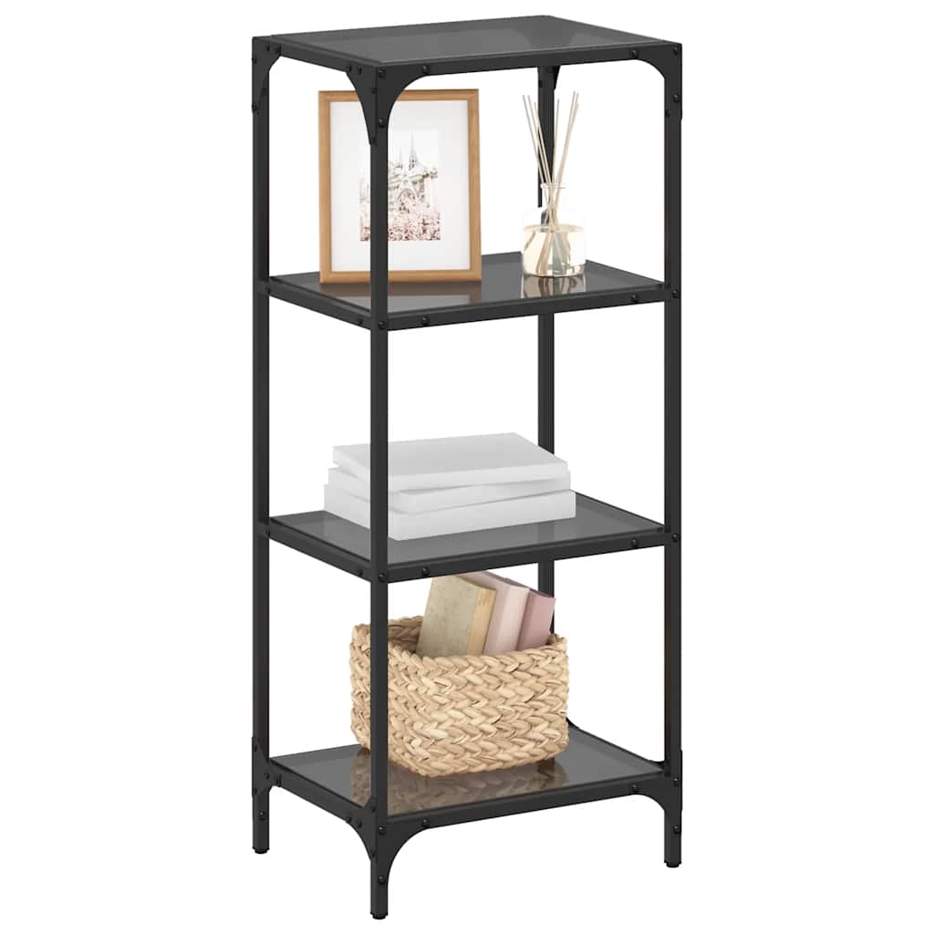 Scaffale con Piano in Vetro Nero 40x30x95cm in Acciaio - homemem39