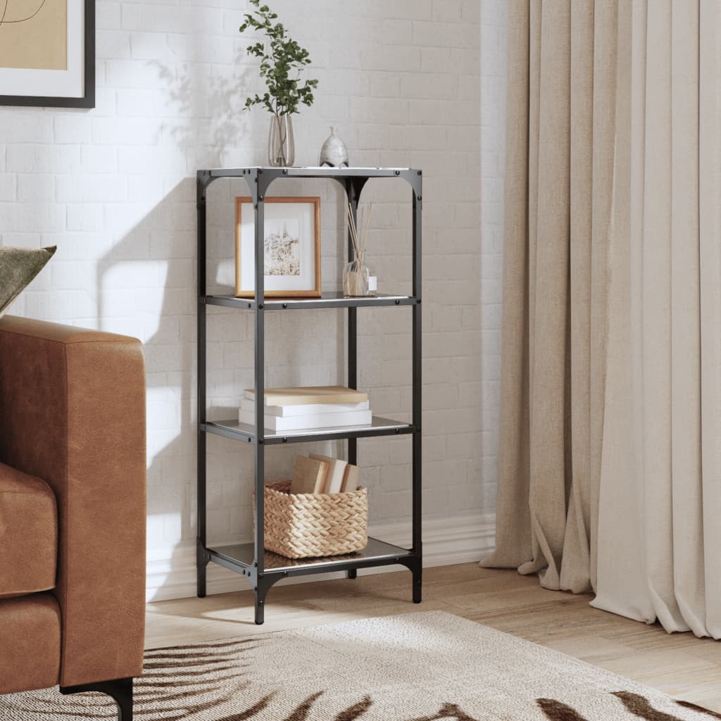 Scaffale con Piano in Vetro Nero 40x30x95cm in Acciaio - homemem39