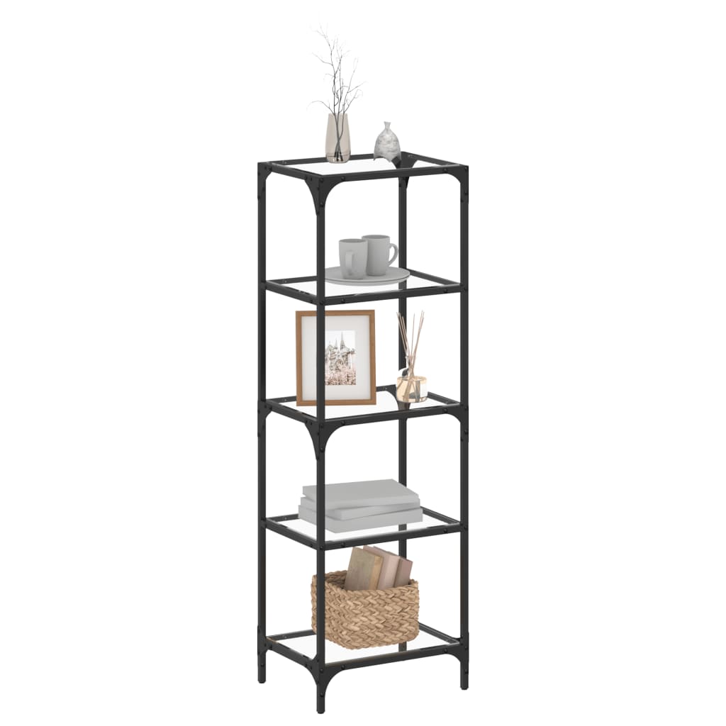 Scaffale con Piano in Vetro Trasparente 40x30x123cm in Acciaio - homemem39