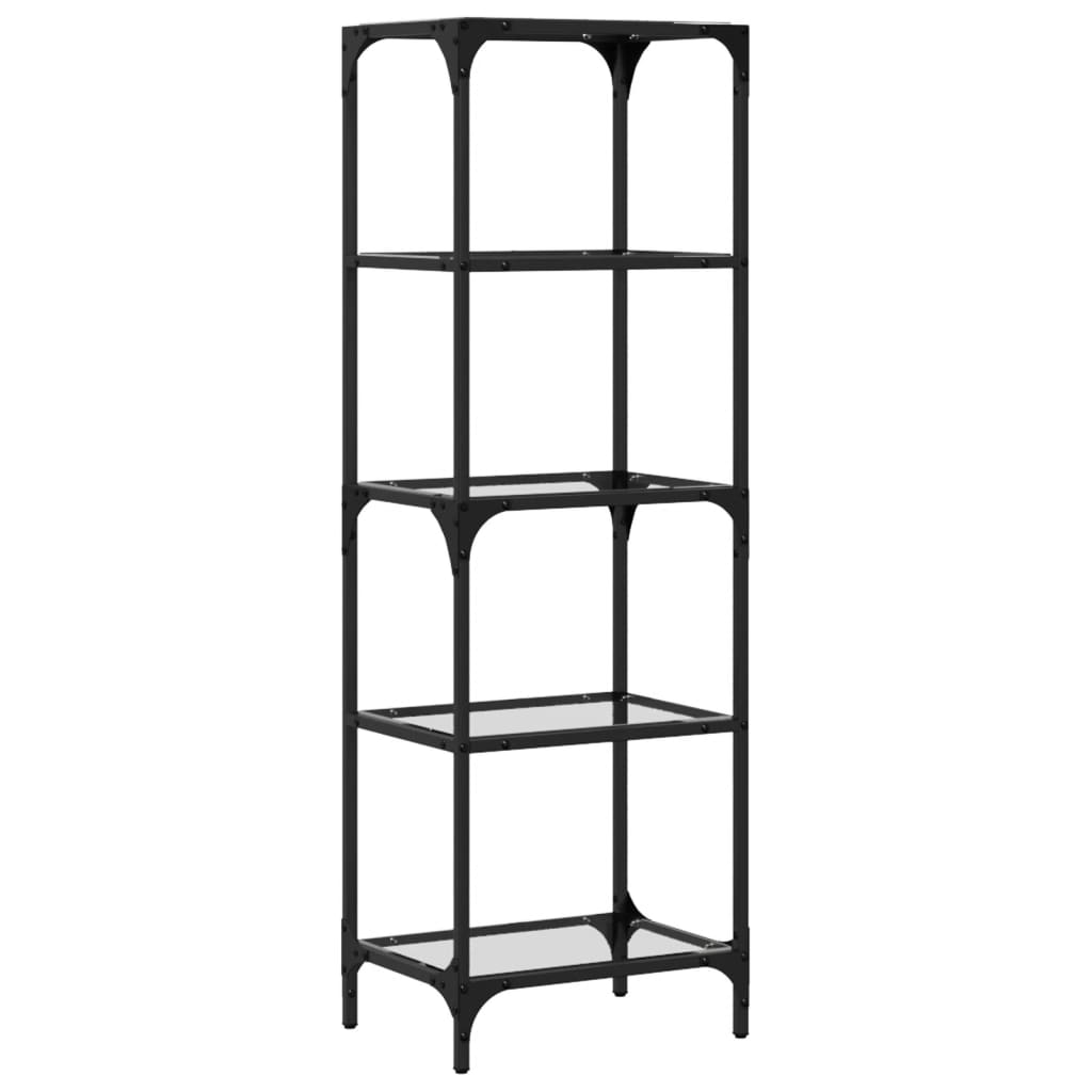 Scaffale con Piano in Vetro Trasparente 40x30x123cm in Acciaio - homemem39