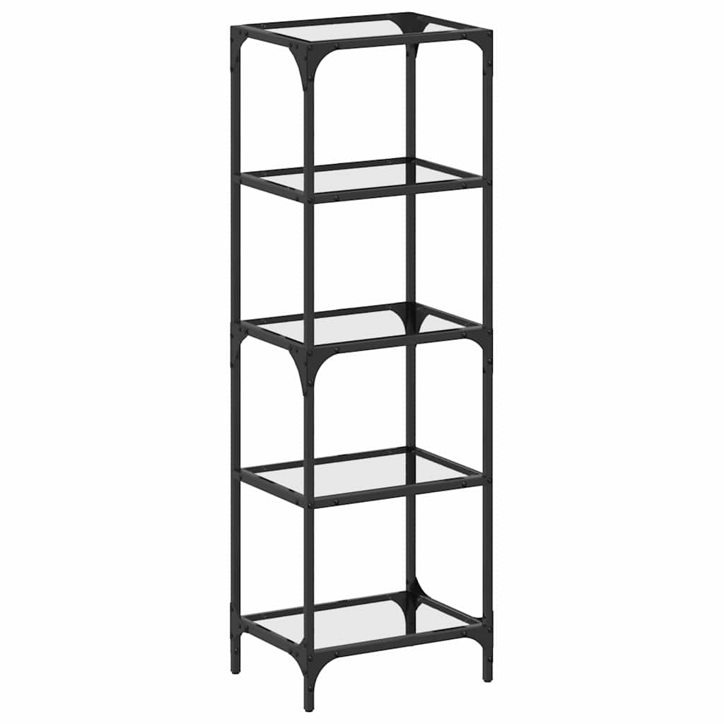 Scaffale con Piano in Vetro Nero 40x30x123cm in Acciaio - homemem39