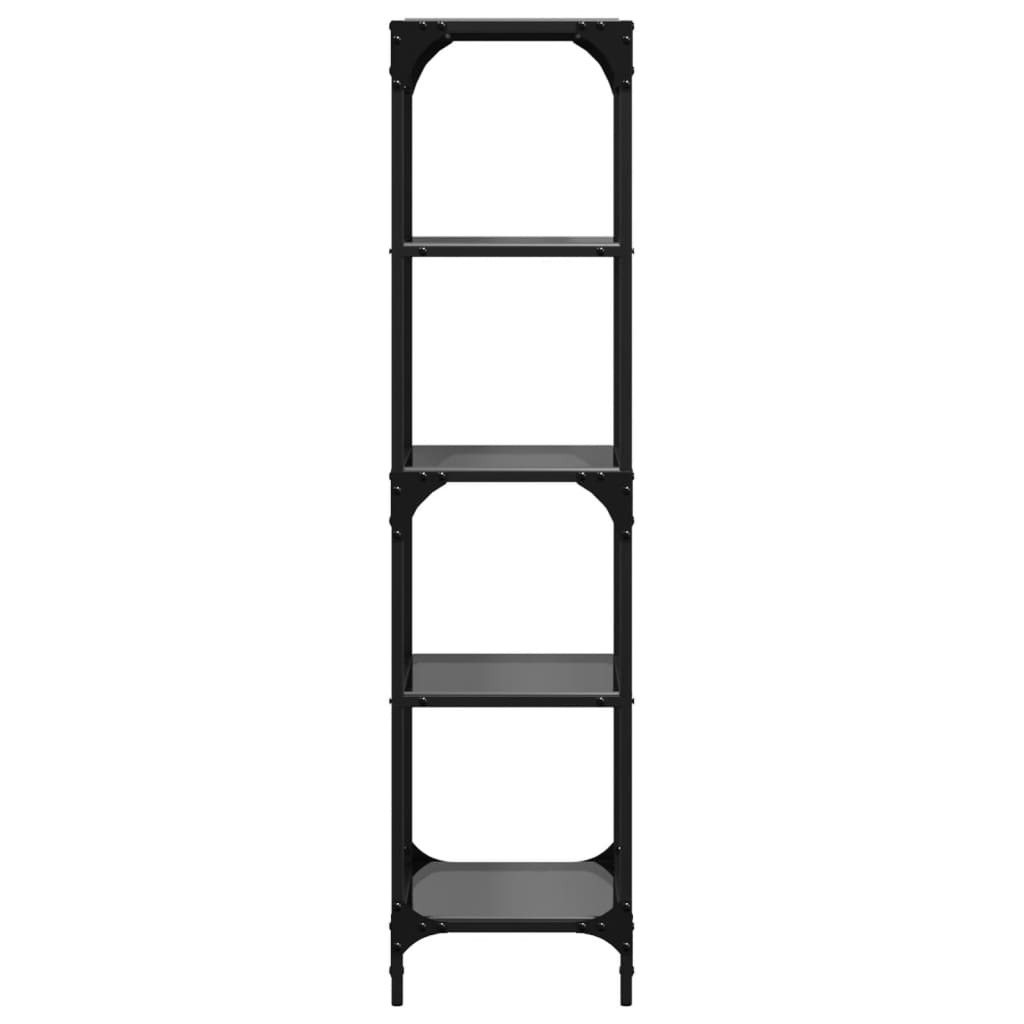 Scaffale con Piano in Vetro Nero 40x30x123cm in Acciaio - homemem39