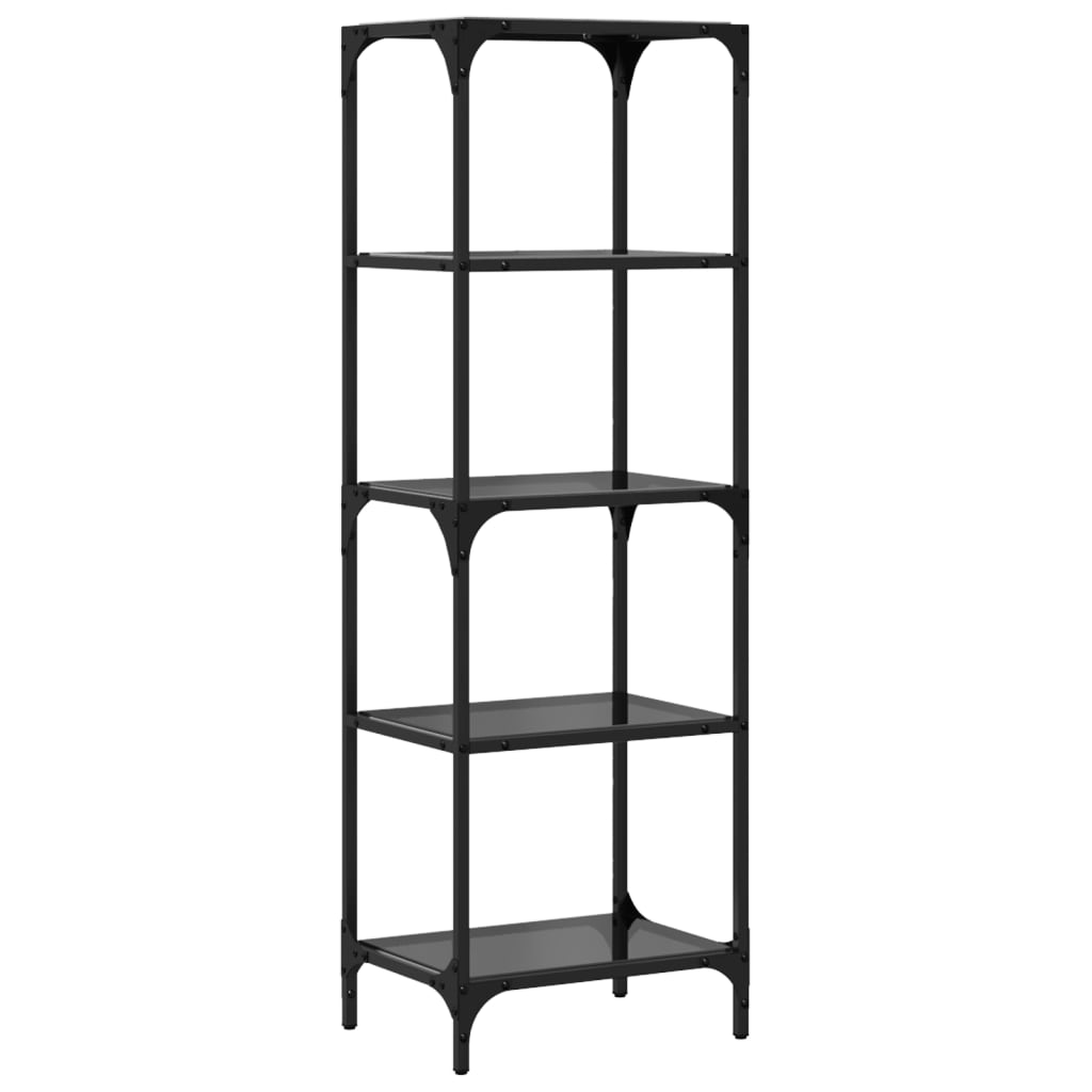 Scaffale con Piano in Vetro Nero 40x30x123cm in Acciaio - homemem39