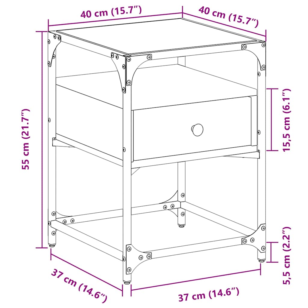Comodino Grigio Sonoma 40x40x55 cm in Legno Multistrato | homemem39