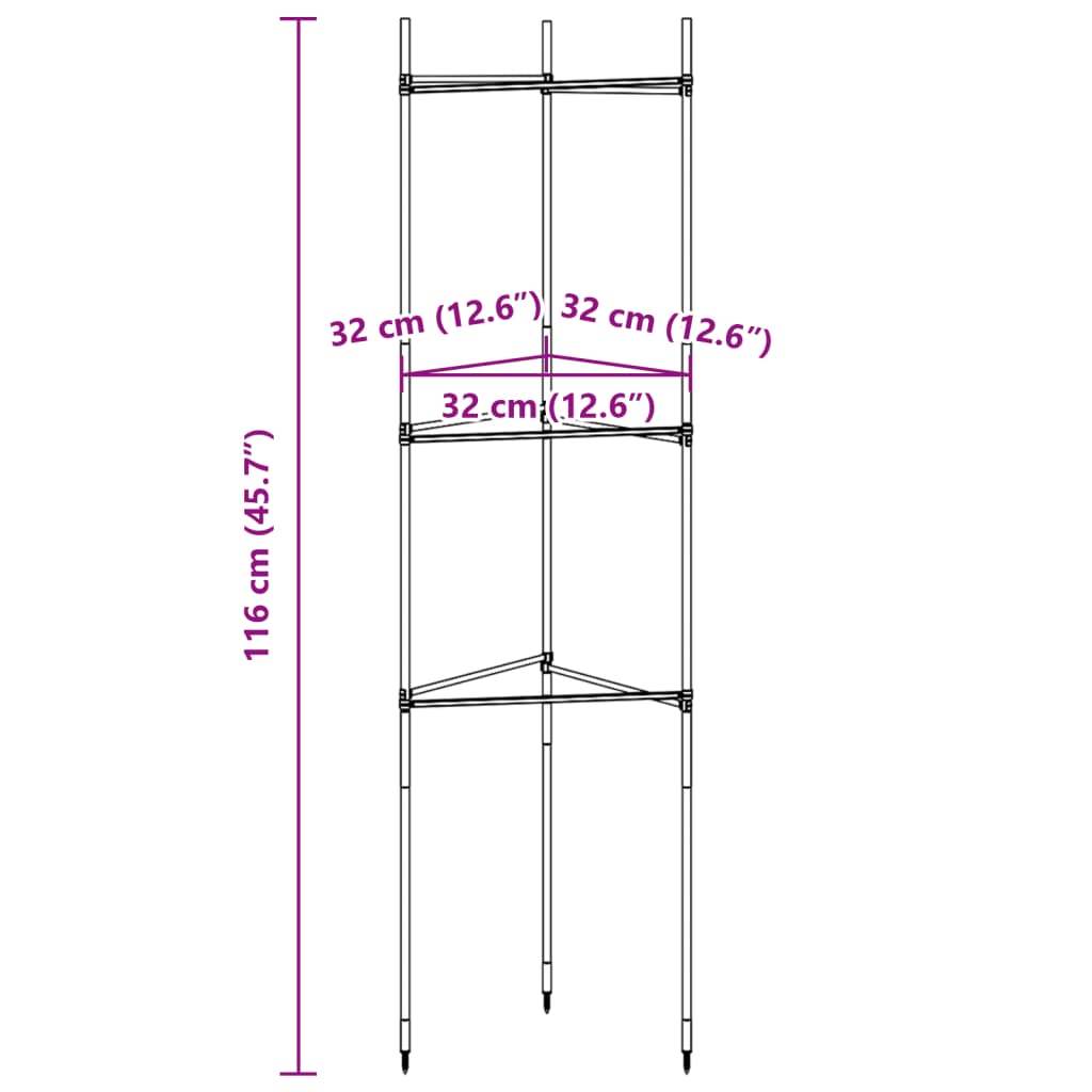 Sostegni per Pomodori 8pz 116 cm in Acciaio e PP | homemem39