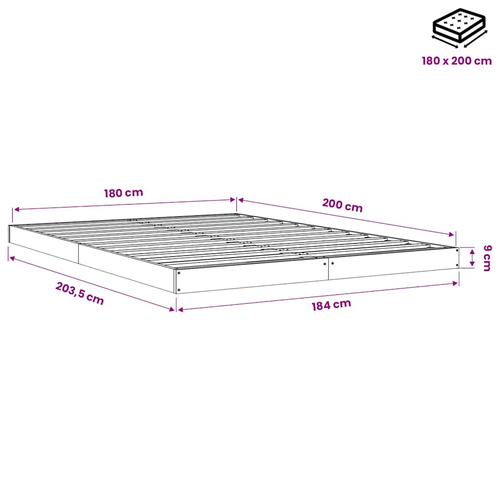 Giroletto Marrone Cera 180x200 cm in Legno Massello di Pino