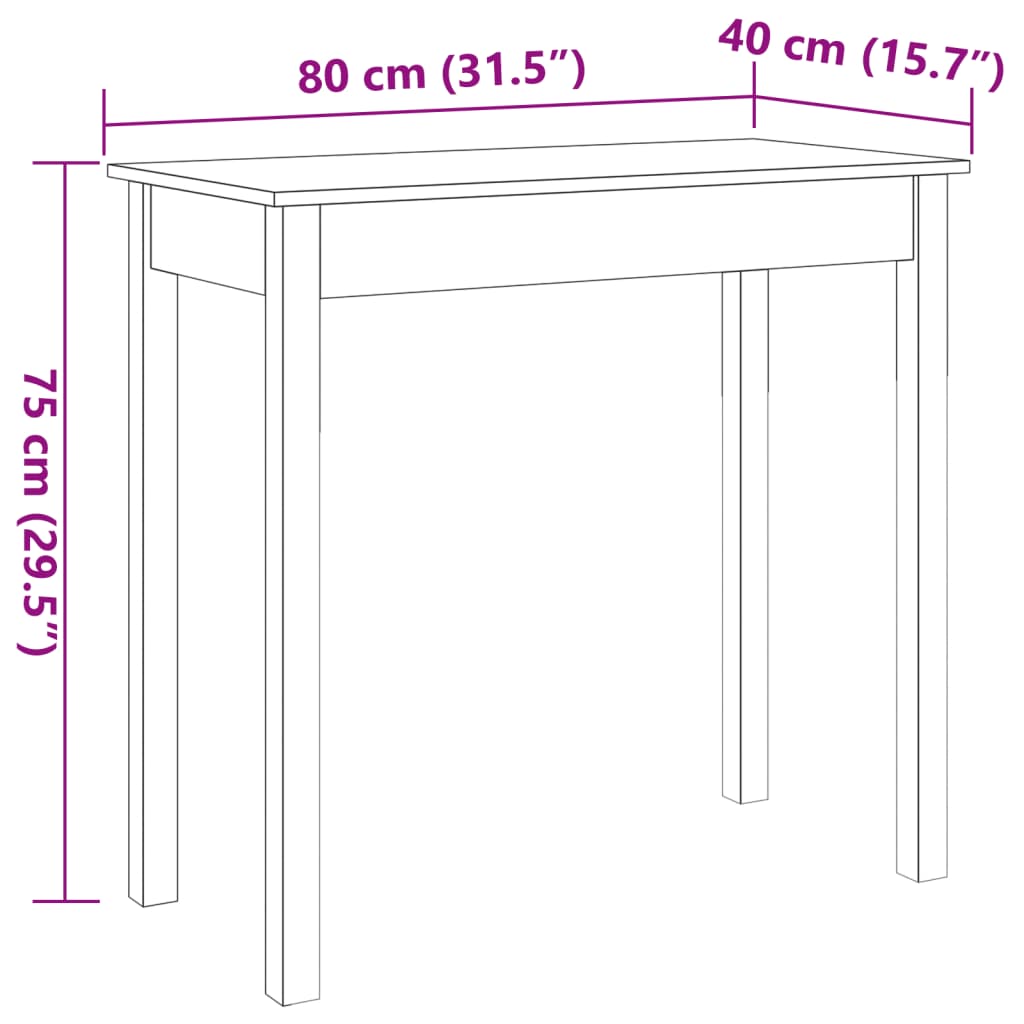 Tavolo Consolle Marrone Cera 80x40x75cm Legno Massello di Pino - homemem39