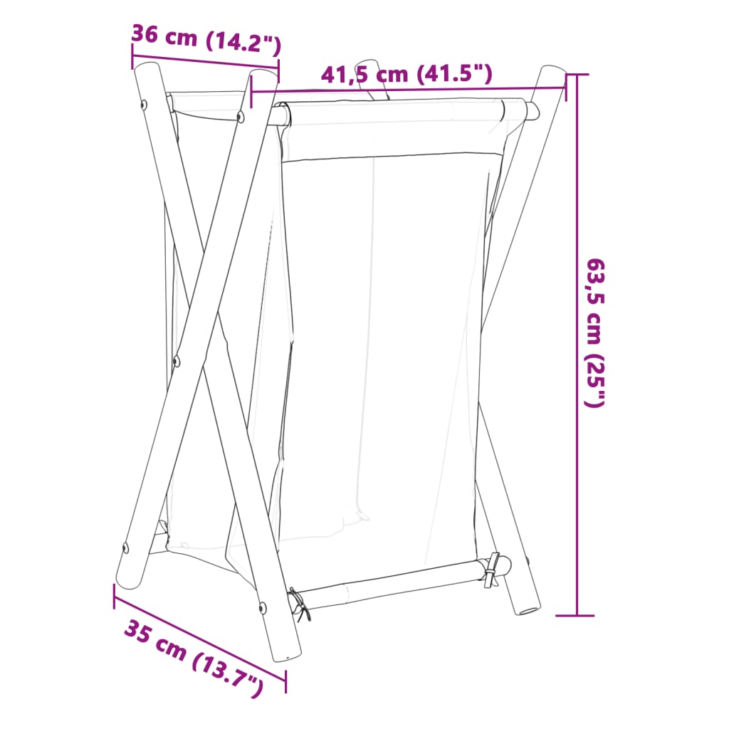 Cesto per Biancheria Bianco Crema 41,5x36x63,5 cm in Bambù | homemem39