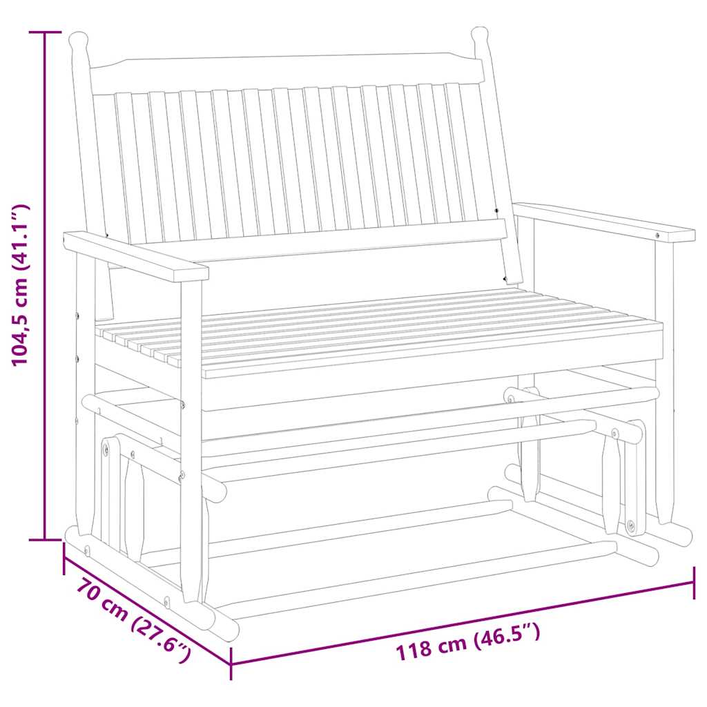 Panca a Dondolo Bianca 118x70x104,5 cm Legno Massello di Pioppo | homemem39