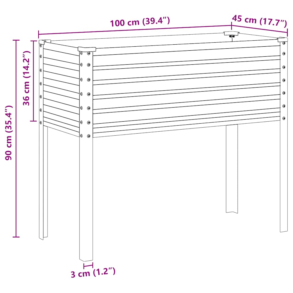 Fioriera da giardino verde 100x45x90 cm in acciaio | homemem39