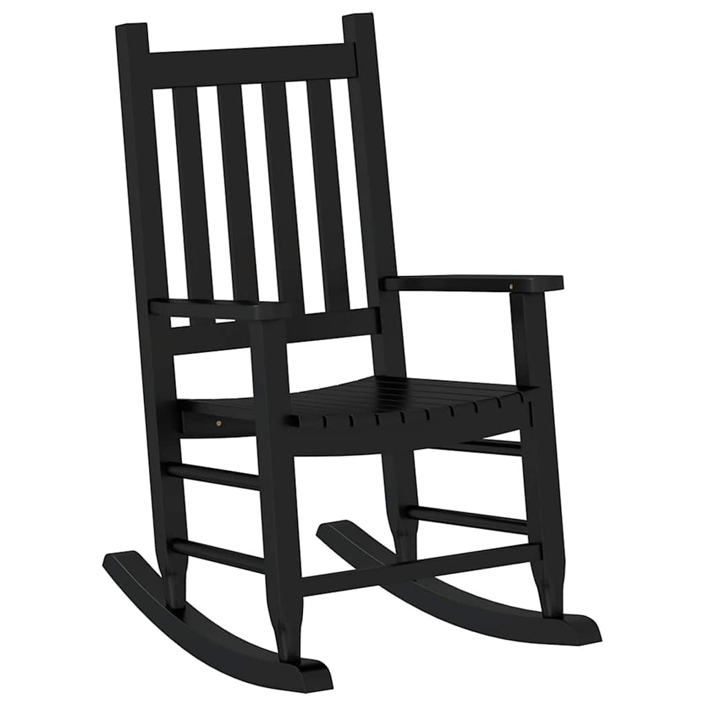 Sedie a Dondolo per Bambini 2 pz Nere Legno Massello di Pioppo | homemem39