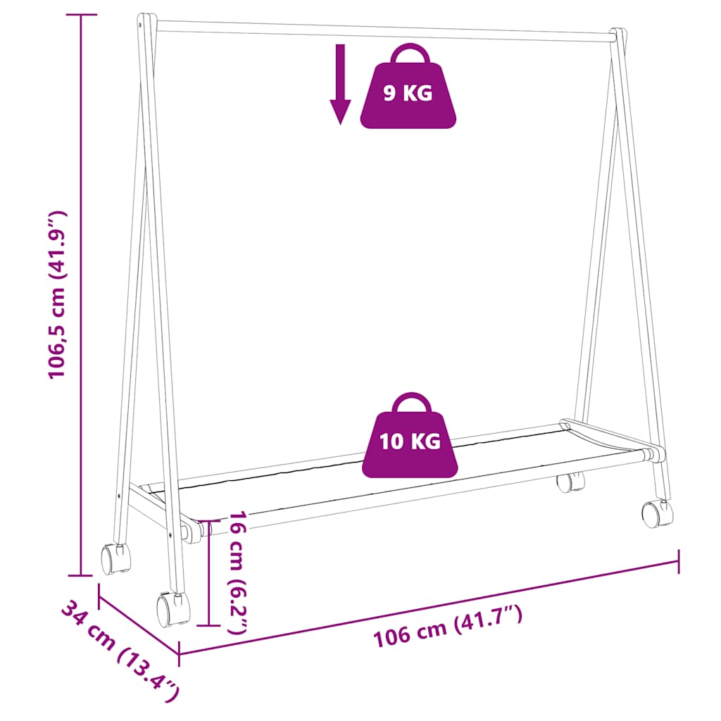 Appendiabiti con Ripiani e Ruote 106x34x106,5 cm in Bambù | homemem39